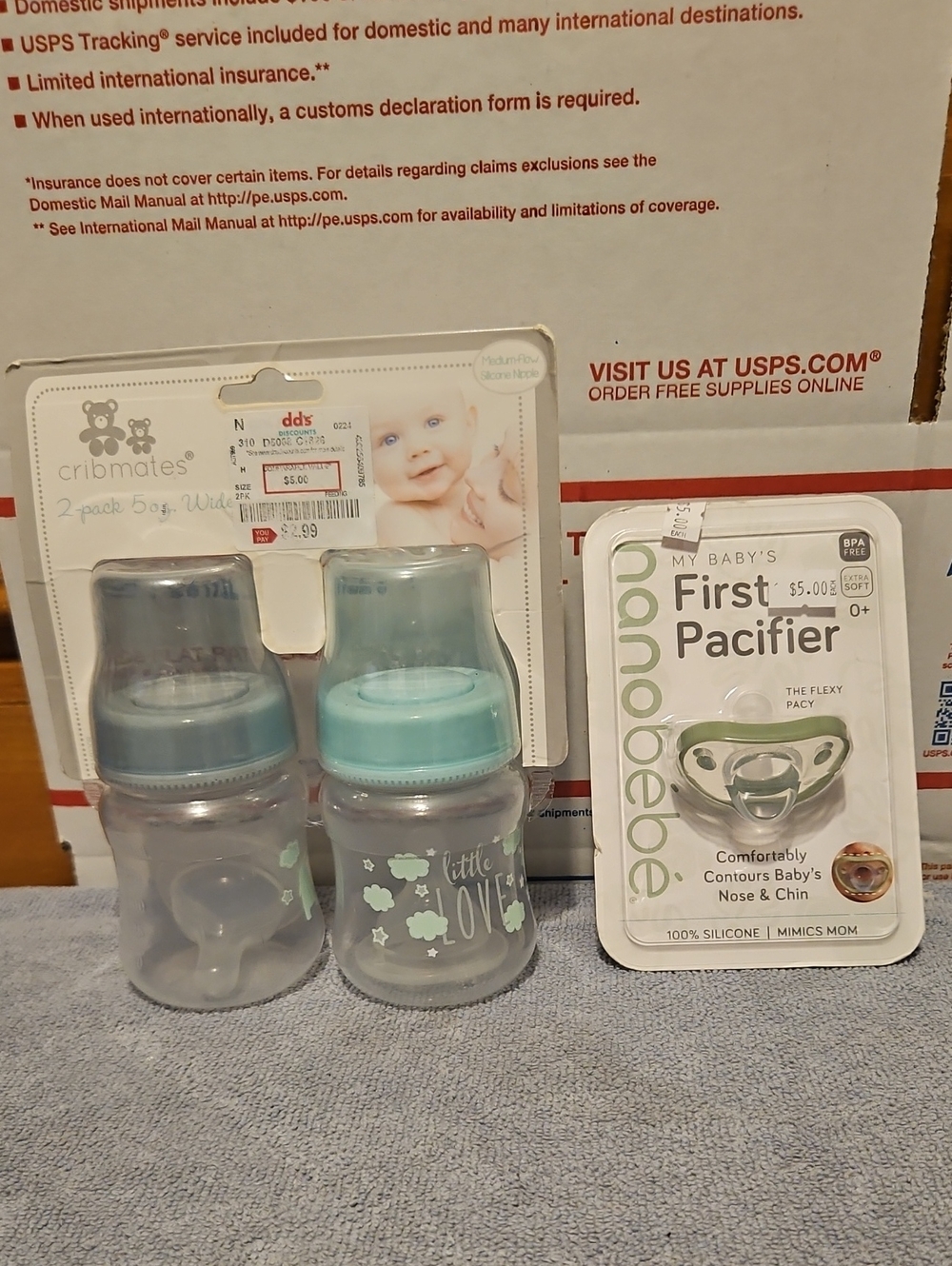 My Baby's First Pacifier & Mint Baby Bottle Set - Little Love